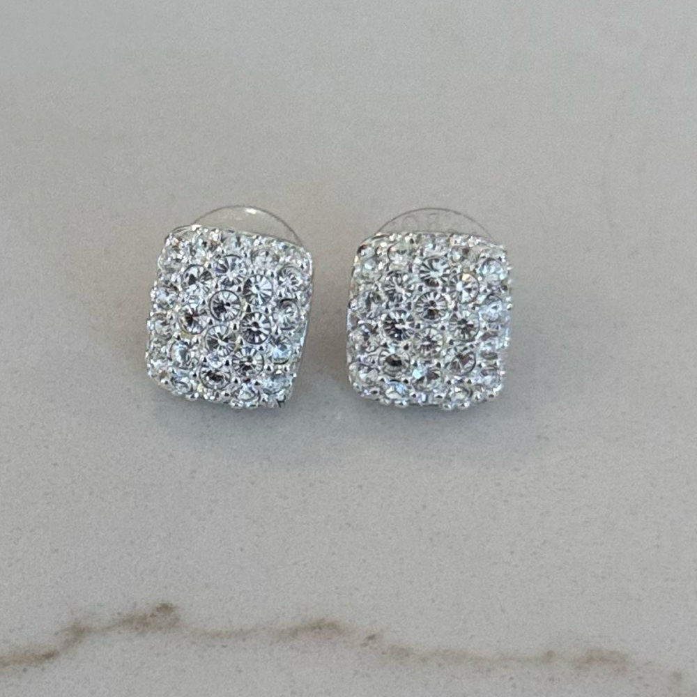 Swarovski Elegant Silver Crystal Stud Earrings